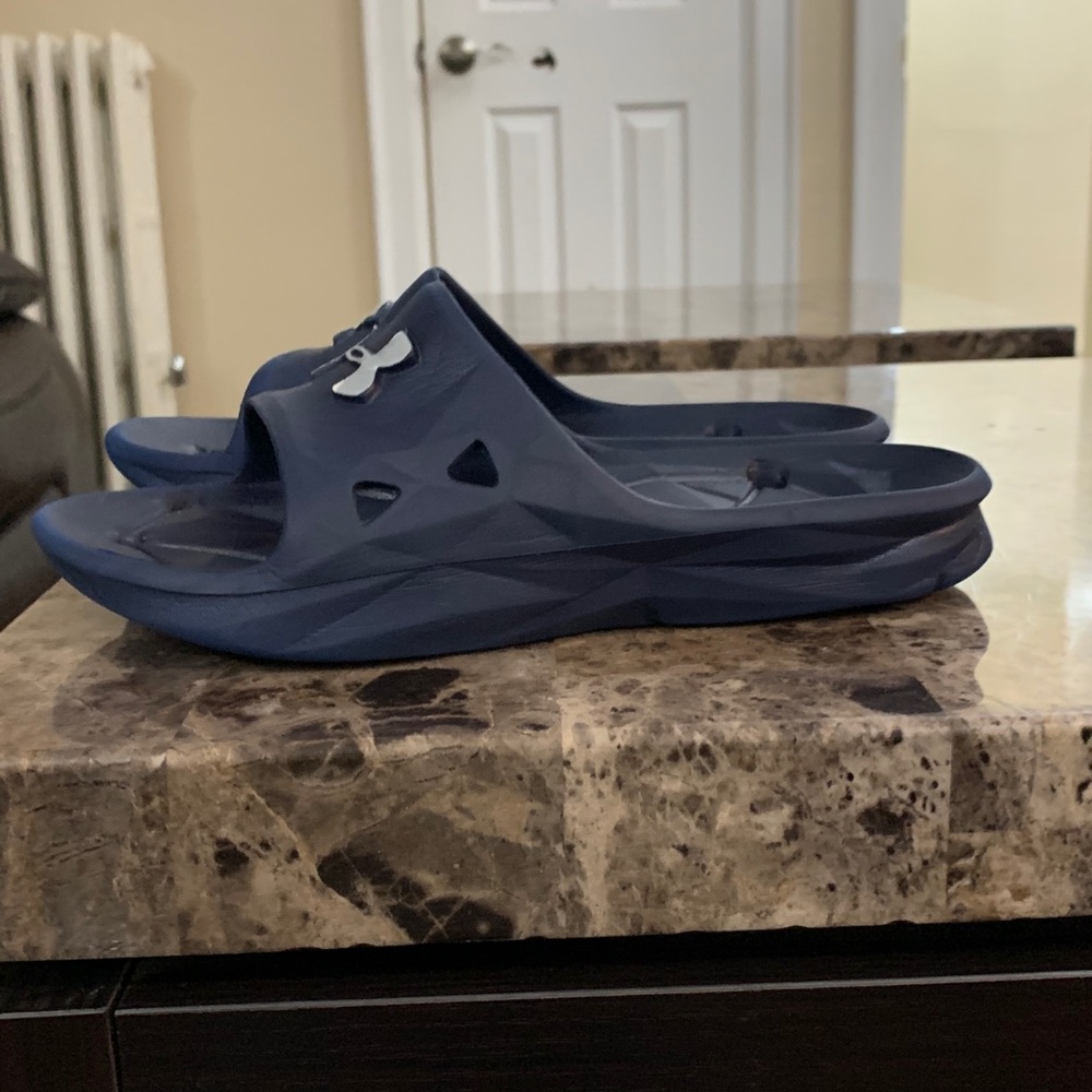 Navy blue under armor slides